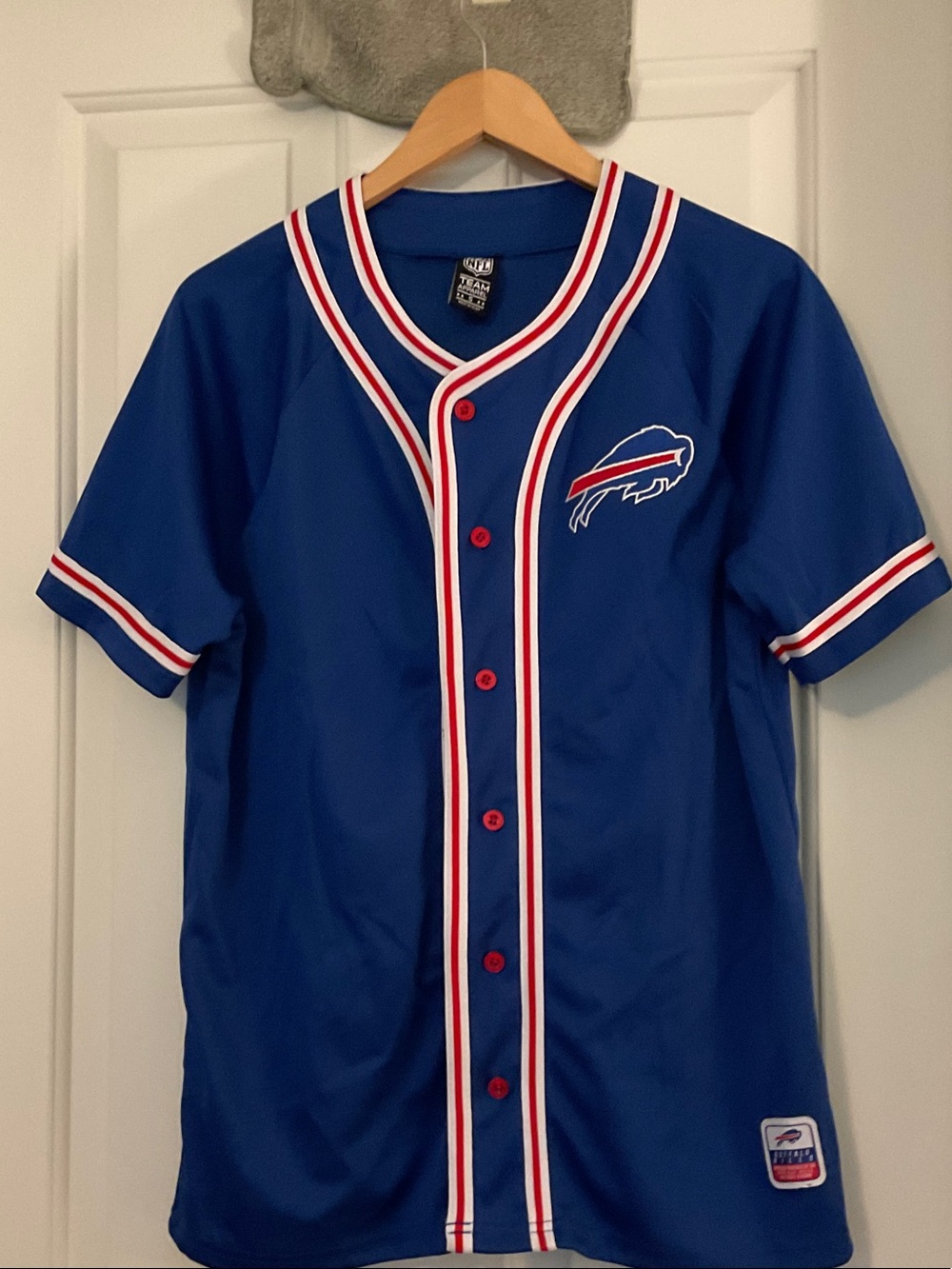 NFL Royal Blue Button-Up Buffalo Bills Jersey w/Red & White Trim